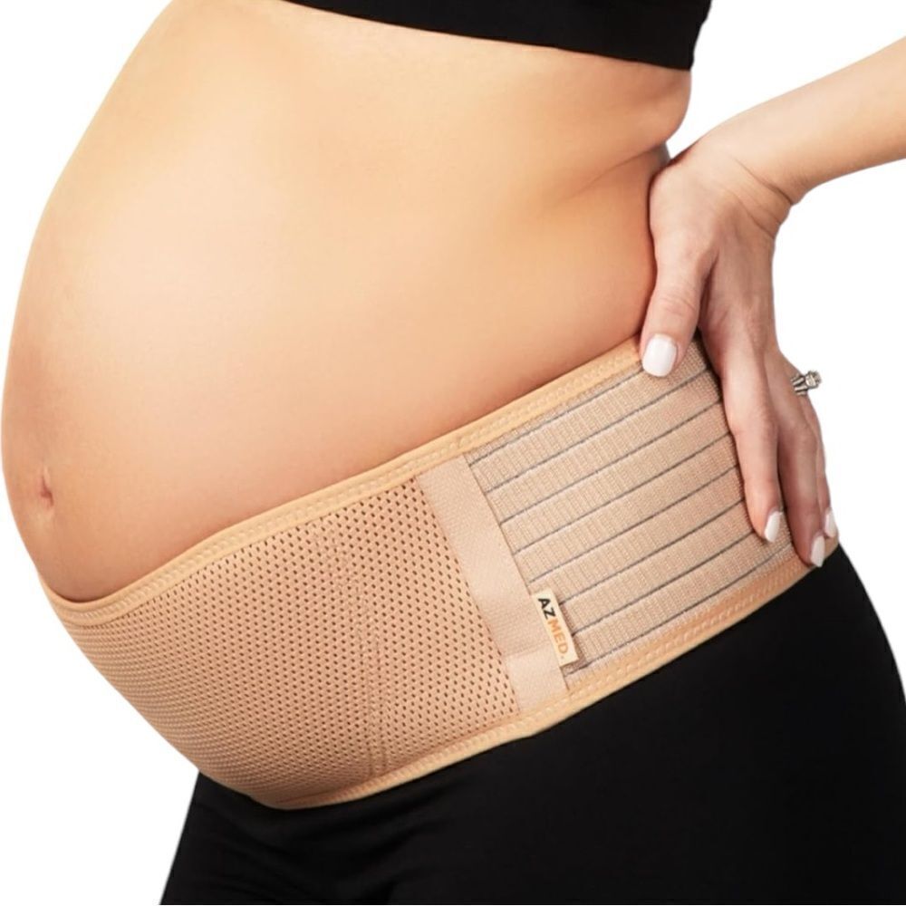 AZMED Maternity Belt Pregnancy Back Support Beige One Size